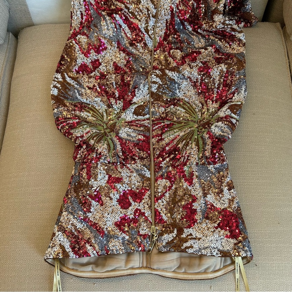 BEST Bronx and Banco Dahlia Fuchsia Multi Maxi Dress Gown Burgundy Wine Sequin - Picture 7 of 11